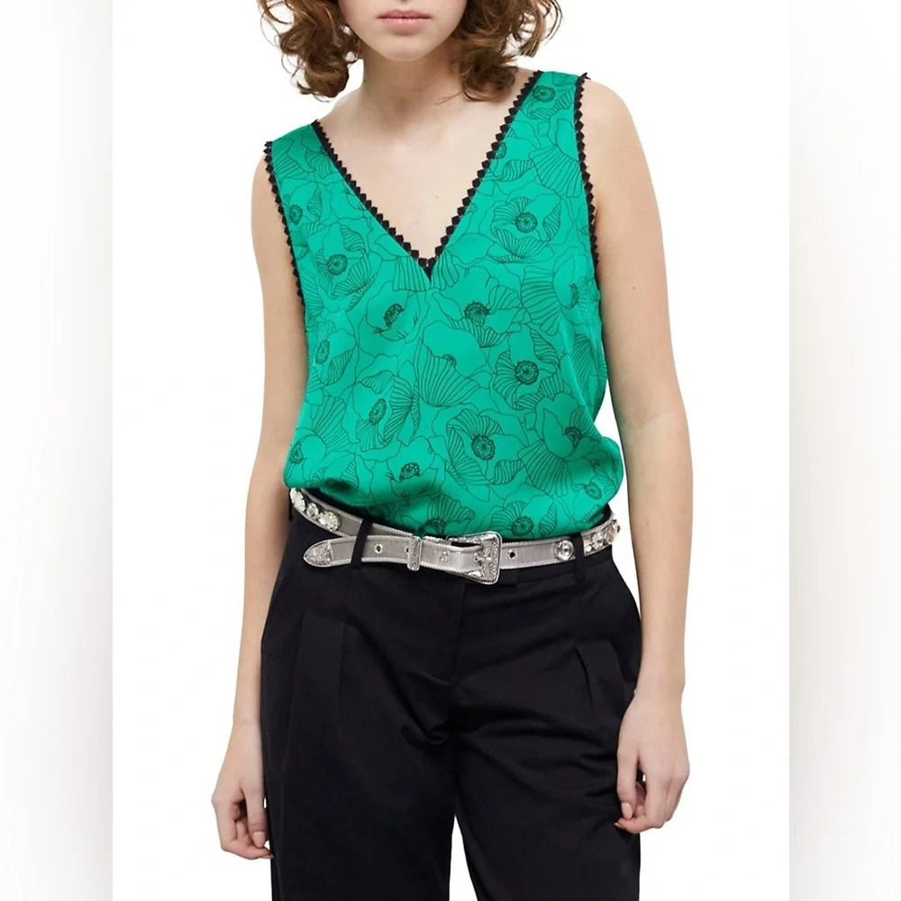 The Kooples Poppy-Print Sleeveless Top,  BNWT, size “2” (M)